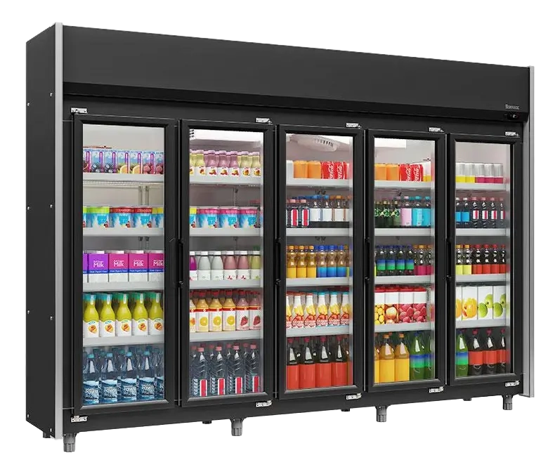 Expositor 5 Portas Preto 4 Prateleiras 220V GEAS-5P Gelopar