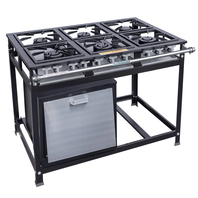 Fogão 6 Bocas com Forno Economy Cristal Aço